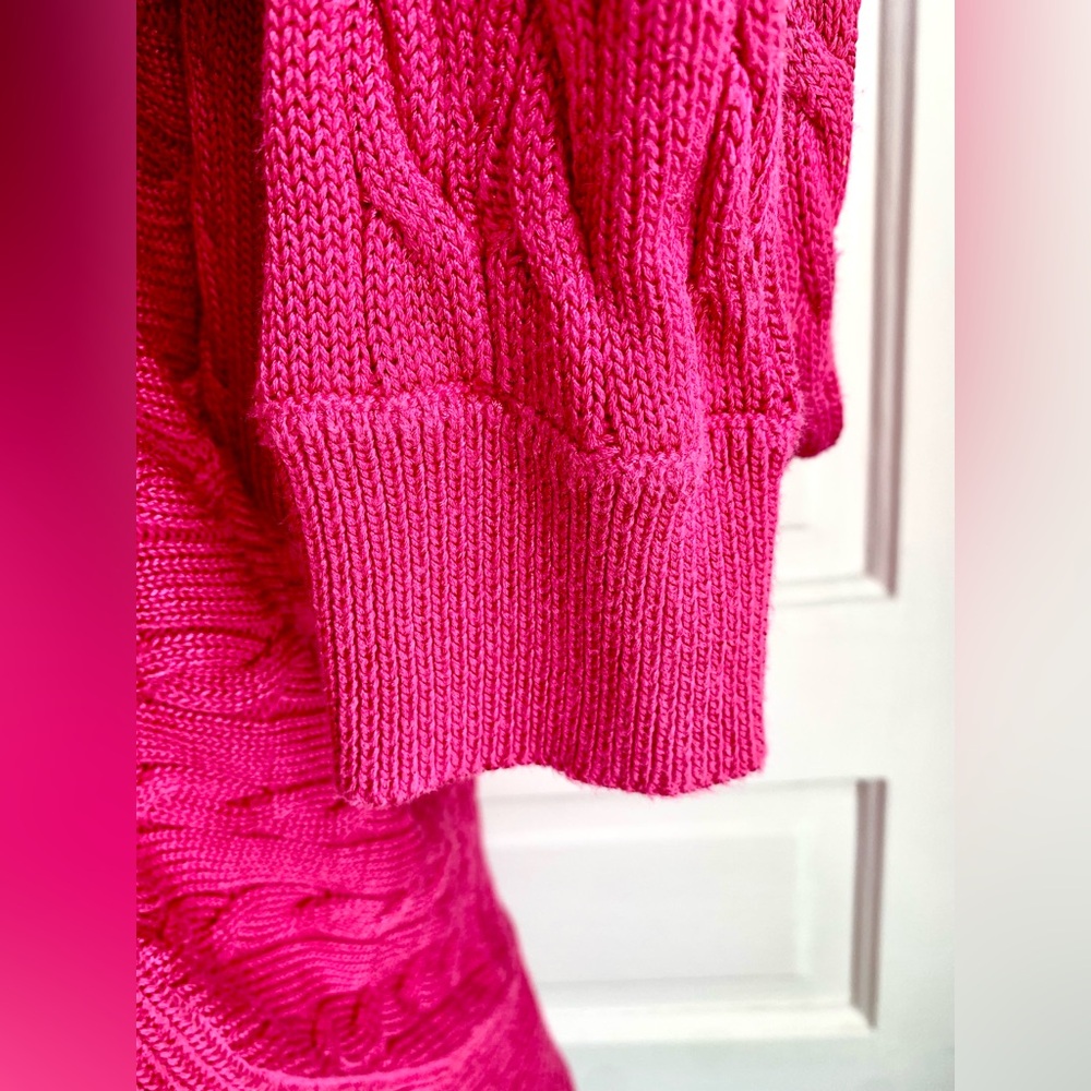 Lauren by Ralph Lauren Hot Pink Cable Knit Cardigan - Picture 6 of 9